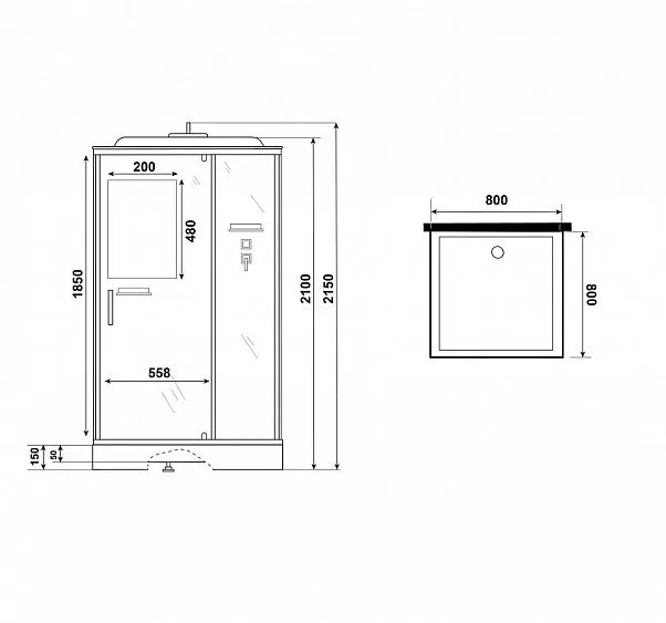 Душевая кабина NIAGARA Standart ST80/15Q/BL