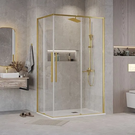 Душевое ограждение GROSSMAN 1/2.K33.01.11.32.00-1/2.K33.01.80.32.00 золото сатин