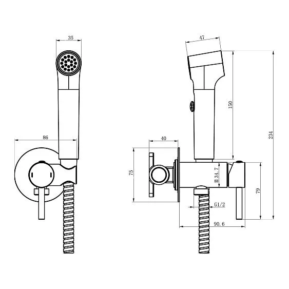 Гигиенический душ GROSSMAN 502.K35.07.120 брашированный никель