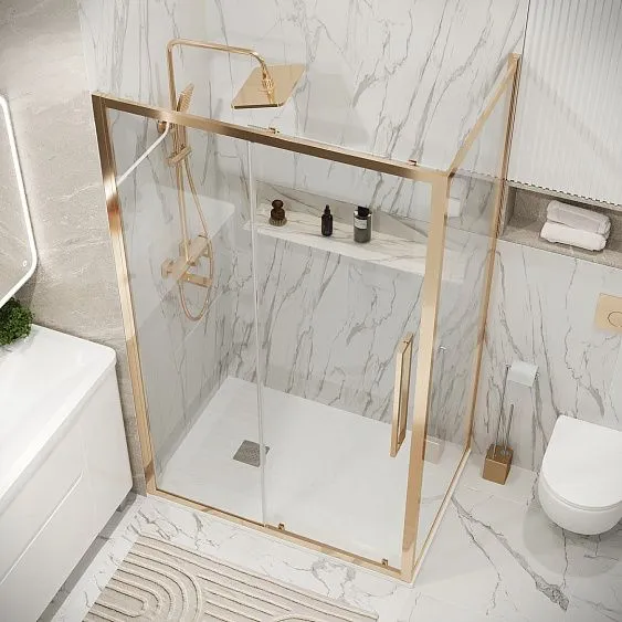 Душевое ограждение GROSSMAN 100.K33.02.100.32.00-200.K33.02.80.32.00 золото сатин