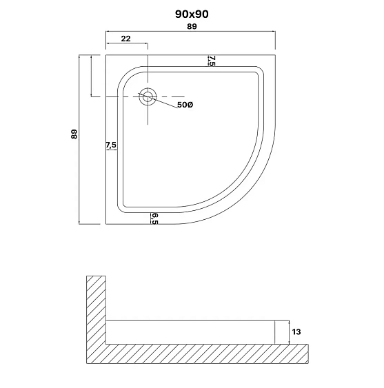 Душевой поддон NIAGARA NG-P9090-14