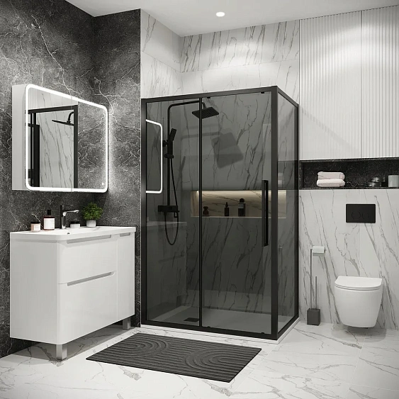 Душевое ограждение GROSSMAN 100.K33.02.110.21.10-200.K33.02.80.21.10 черный матовый