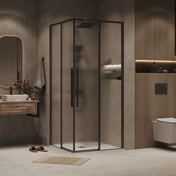 1/2 душевого ограждения GROSSMAN 1/2.K33.01.10L.21.02 черный матовый