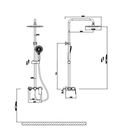 Душевая система OULIN OL-HT-2306