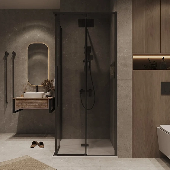 1/2 душевого ограждения GROSSMAN 1/2.K33.01.10.21.10 черный матовый