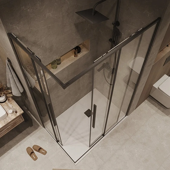 Душевое ограждение GROSSMAN 1/2.K33.01.12.21.00-1/2.K33.01.80.21.00 черный матовый