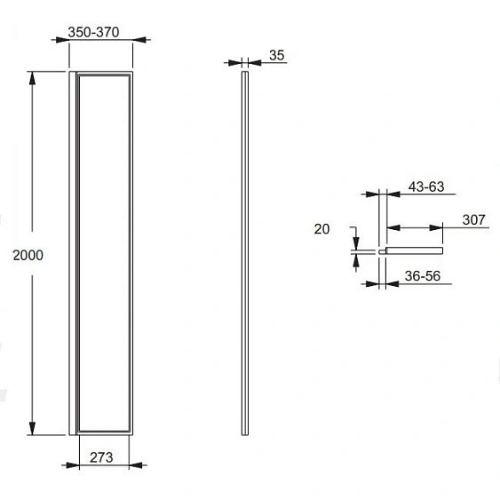 Душевая перегородка JACOB DELAFON Nouvelle Vague 300 E94WI30-MZ зеркальное стекло