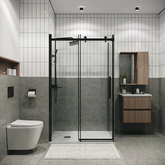 Душевое ограждение GROSSMAN 100.K33.04.140.21.00-200.K33.04.80.21.00 черный матовый