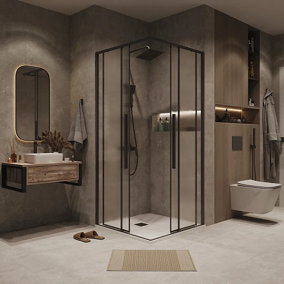 1/2 душевого ограждения GROSSMAN 1/2.K33.01.10L.21.02 черный матовый