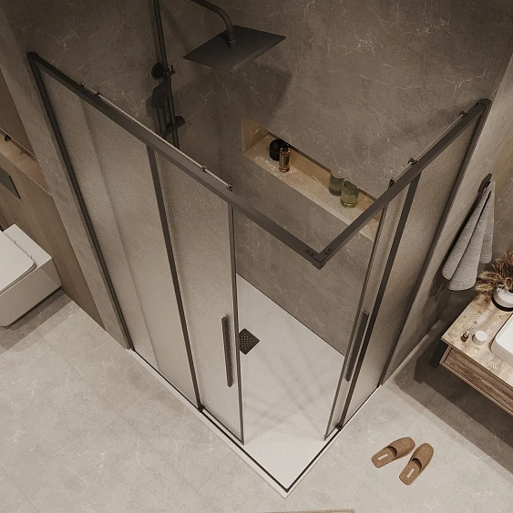 Душевое ограждение GROSSMAN 1/2.K33.01.90.21.02-1/2.K33.01.11L.21.02 черный матовый