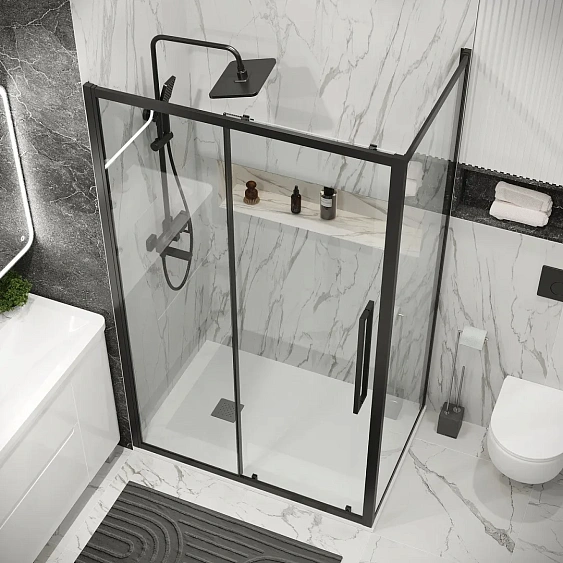 Душевое ограждение GROSSMAN 100.K33.02.130.21.00-200.K33.02.100.21.00 черный матовый