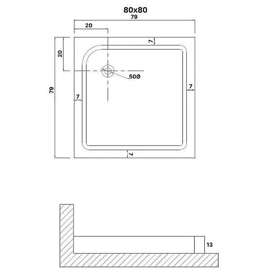 Душевой поддон NIAGARA NG-P8080-14Q