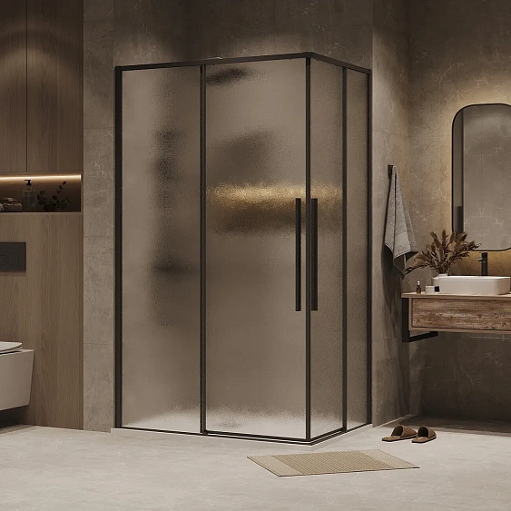 Душевое ограждение GROSSMAN 1/2.K33.01.90.21.02-1/2.K33.01.11L.21.02 черный матовый