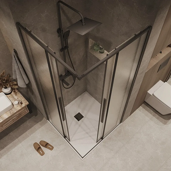 1/2 душевого ограждения GROSSMAN 1/2.K33.01.10L.21.02 черный матовый