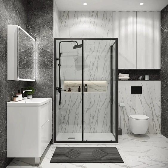 Душевое ограждение GROSSMAN 100.K33.02.130.21.00-200.K33.02.100.21.00 черный матовый