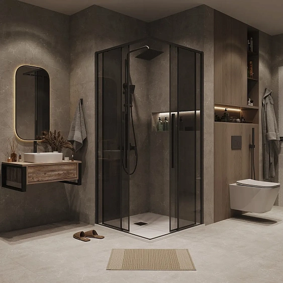 1/2 душевого ограждения GROSSMAN 1/2.K33.01.10.21.10 черный матовый