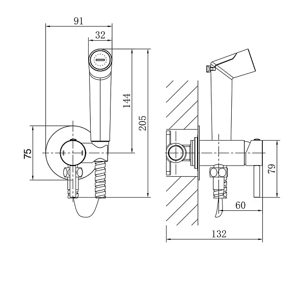 Гигиенический душ GROSSMAN 502.502.K35.07.420 графит сатин
