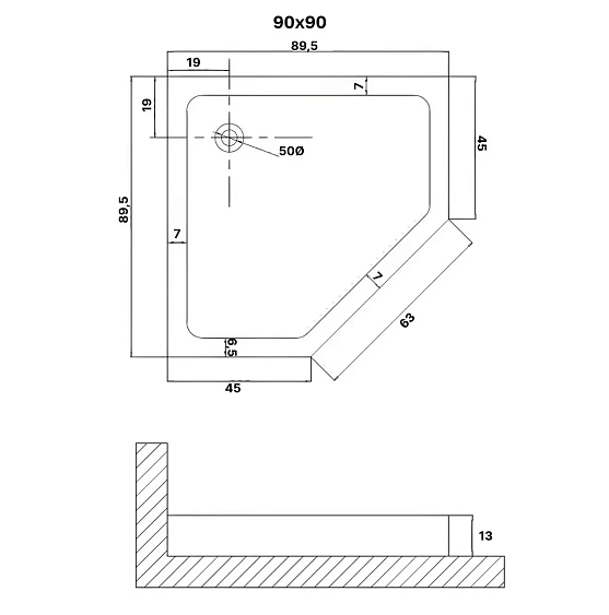 Душевой поддон NIAGARA NG-P9090-14D