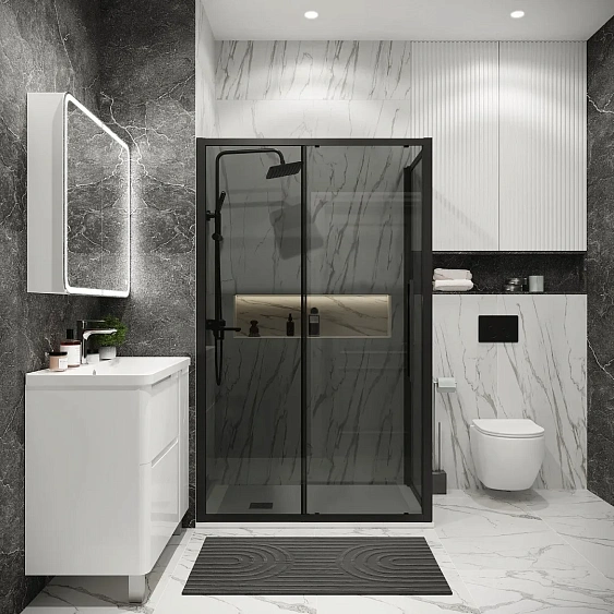 Душевое ограждение GROSSMAN 100.K33.02.110.21.10-200.K33.02.80.21.10 черный матовый