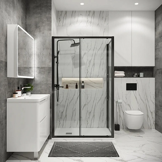 Душевое ограждение GROSSMAN 100.K33.02.130.42.00-200.K33.02.100.42.00 графит сатин