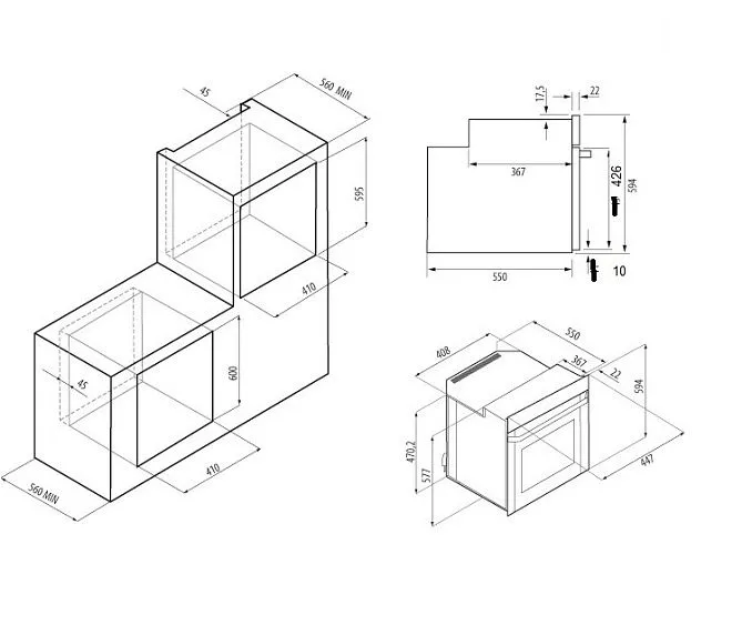 Духовой шкаф KRONA SONATA 45 BL G 2