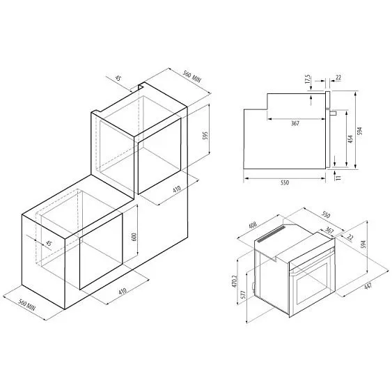Духовой шкаф KRONA SONATA 45 WH G 2