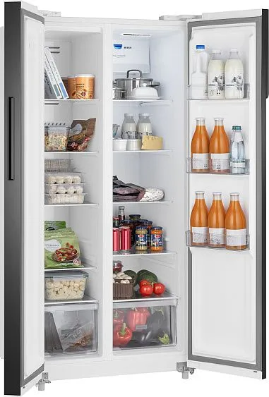 Холодильник WEISSGAUFF WSBS 500 Inverter NoFrost White Rock Glass
