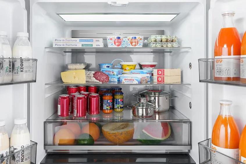 Холодильник WEISSGAUFF WCD 590 NoFrost Inverter Premium EcoFresh Inox Glass