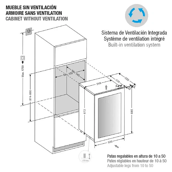 Винный шкаф PANDO PVMAV 88-45CRL