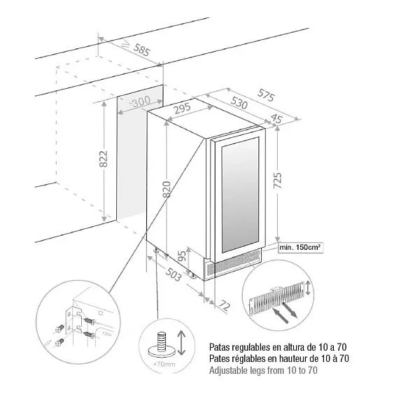Винный шкаф PANDO PVMB 30-16CRR W
