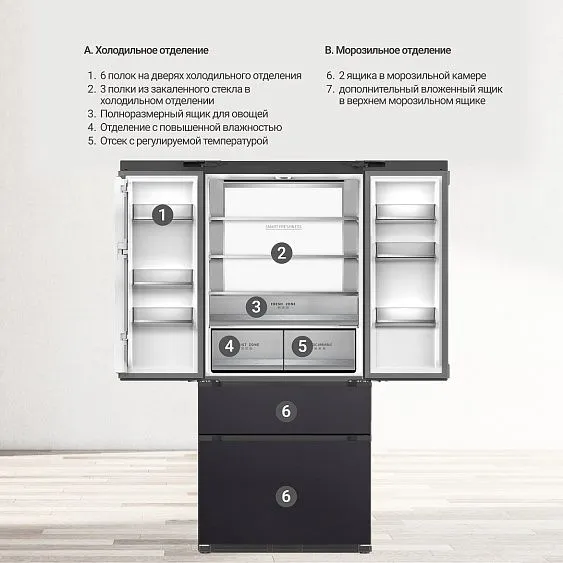 Холодильник TESLER RFD-517BI GRAPHITE