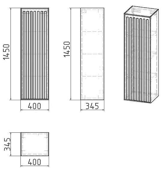 Пенал GROSSMAN КРИСТАЛЛ 35 см графит матовый 303543