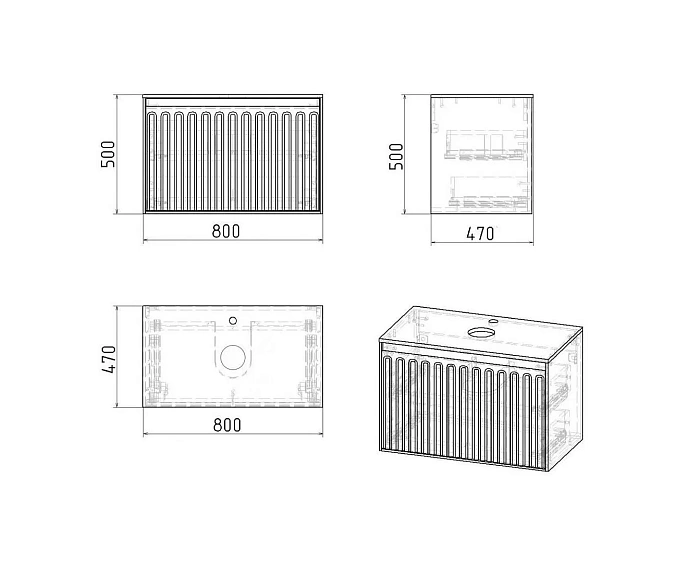 Тумба подвесная GROSSMAN КРИСТАЛЛ 80 см белая матовая 108044