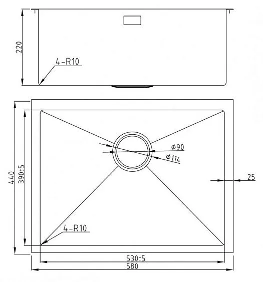 Кухонная мойка MILACIO Denia 58 Steel MC.77458 золото
