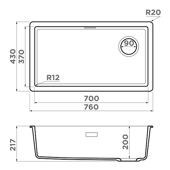 Кухонная мойка OMOIKIRI Kata 76-U/I Side-BL (4997587)