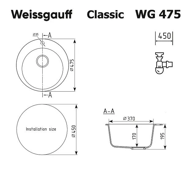 Кухонная мойка WEISSGAUFF WG 47504 Classic Black