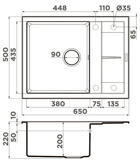 Кухонная мойка OMOIKIRI Sumi 65A-MO (4997468)