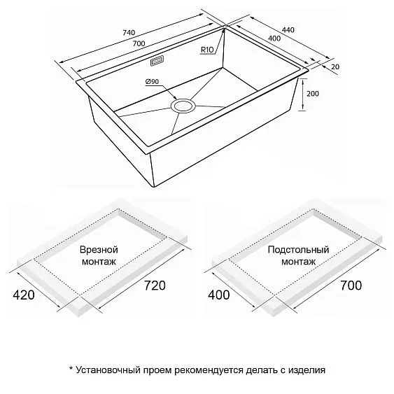 Кухонная мойка PAULMARK NEXT PM217444-GM-M