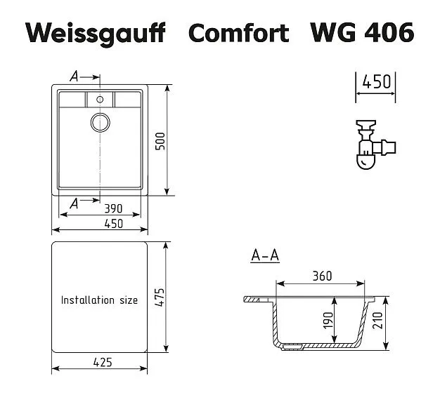 Кухонная мойка WEISSGAUFF WG 406344 Comfort Deep Space