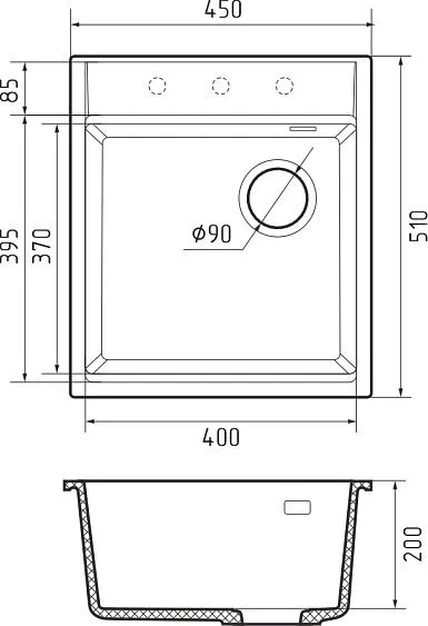 Кухонная мойка RIVELATO TESORO 455-R antracite