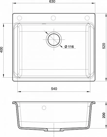 Кухонная мойка RIVELATO AXEL 60 nero