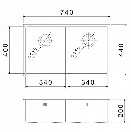 Кухонная мойка RIVELATO Rinox 7444 U2