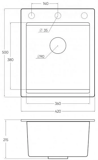 Кухонная мойка EMAR EMQ-1420.Q берилл