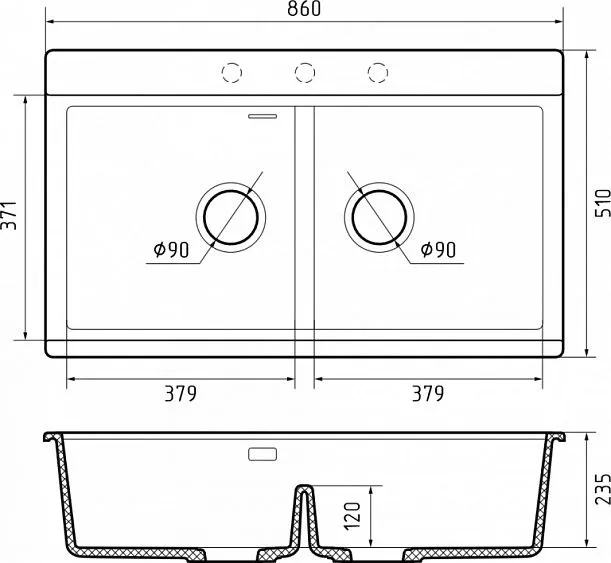 Кухонная мойка RIVELATO FONDE 8638-2 Titanio