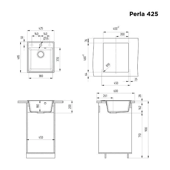 Кухонная мойка MAUNFELD Perla 425 MFQS-425W кремовый