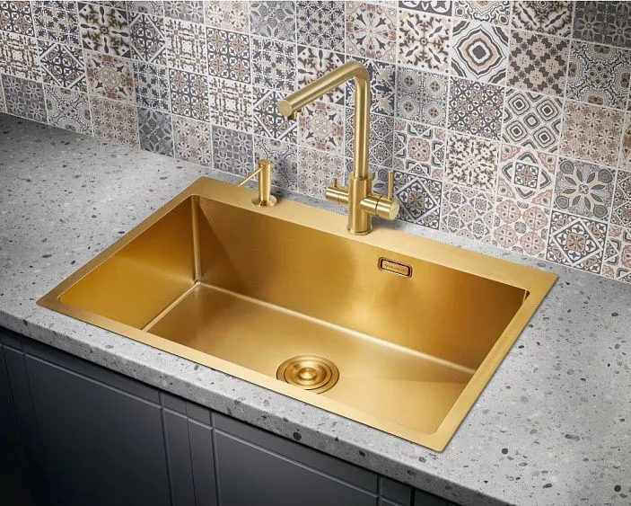Кухонная мойка MILACIO Denia 75 Steel MC.77428 золото