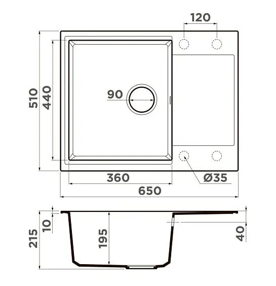Кухонная мойка OMOIKIRI Daisen 65-WH (4997523)