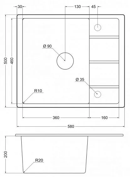 Кухонная мойка EMAR EMQ-1580.Q морион