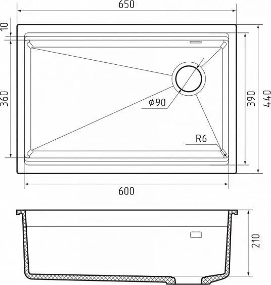 Кухонная мойка RIVELATO LINO 654-R topazio