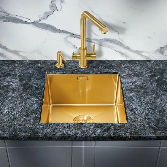 Кухонная мойка MILACIO Denia 44 Steel MC.77438 золото